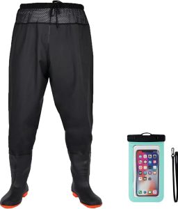 Fishing Waders with Boots, Nylon/PVC Waist Wader Pants Fishing Waders for Men Women, Waterproof Bootfoot Waders