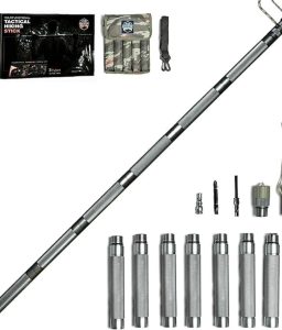 Hiking Tactical Stick Walking Staff - Outdoor Multitool Gear Trekking Pole Collapsible Retractable Premium 15 in 1 | 8 Tubes